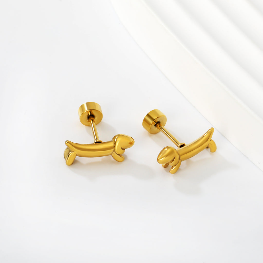 Dachshund Stud Earrings — Gold