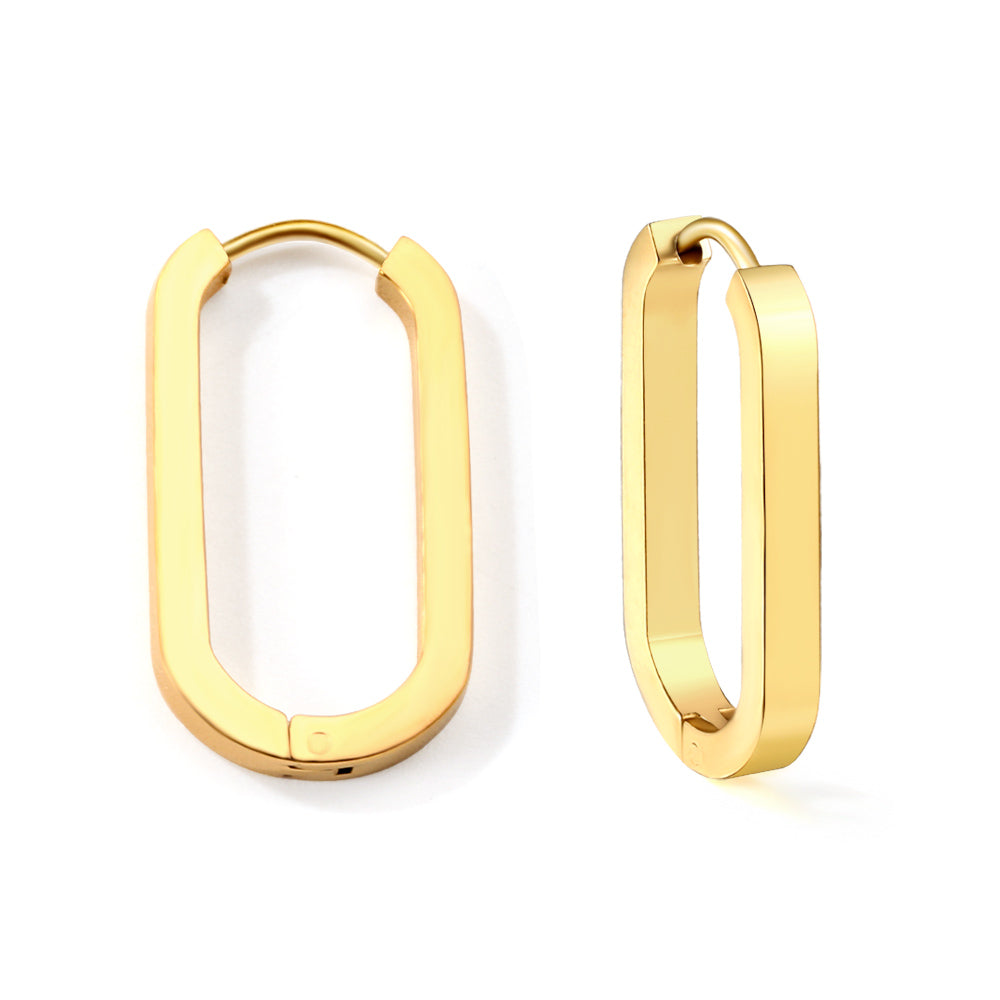 Oval Huggie Hoops — Gold