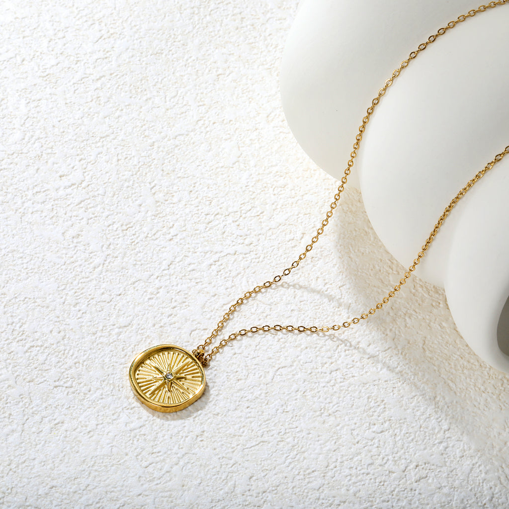 North Star Coin Pendant Necklace — Gold