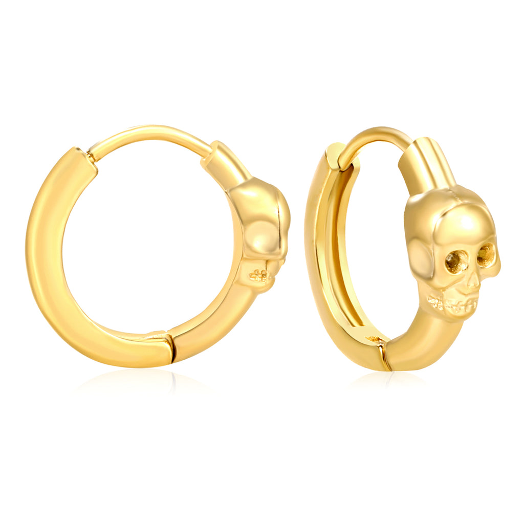 Skull Huggie Hoops — Gold