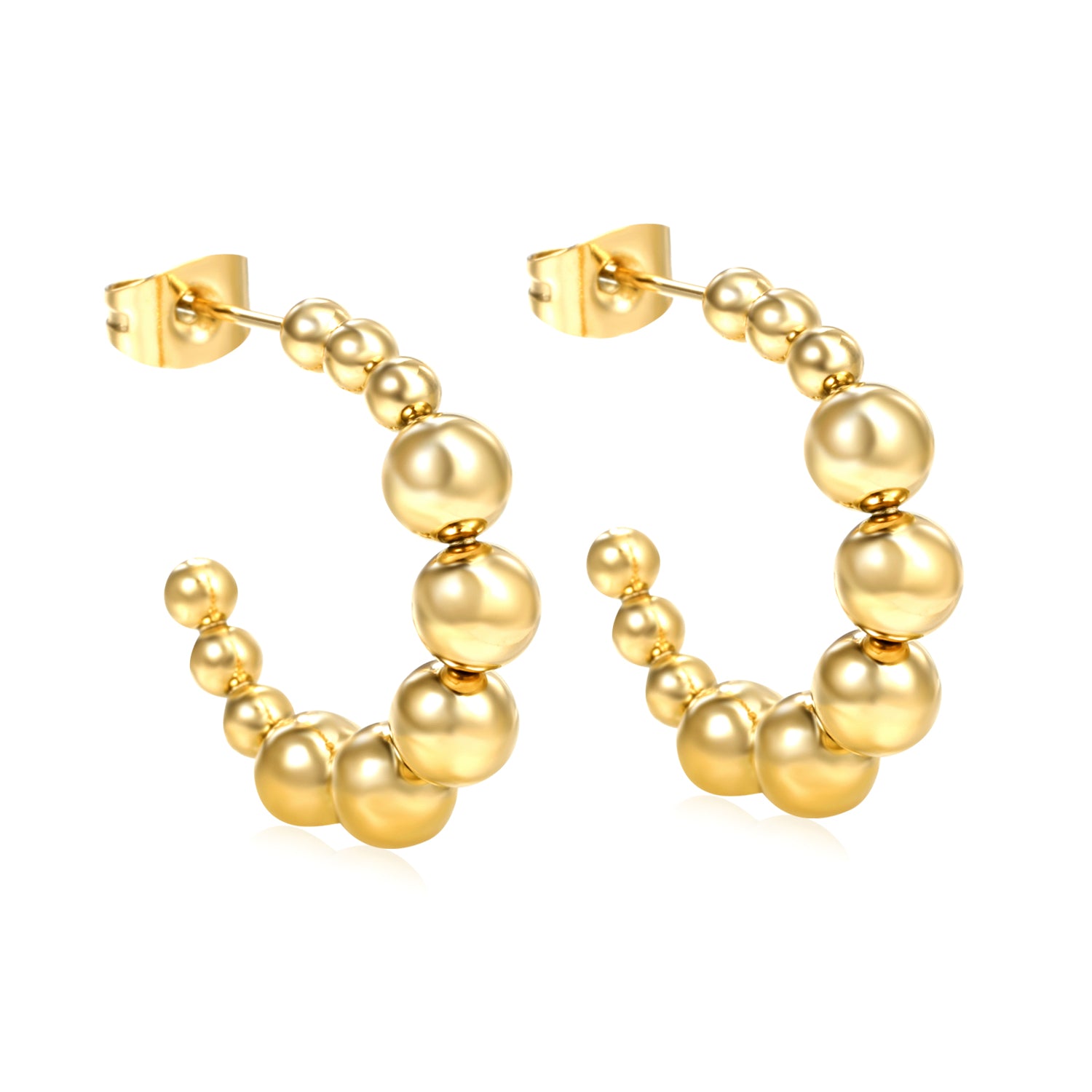 Graduated Bead Hoops — Gold