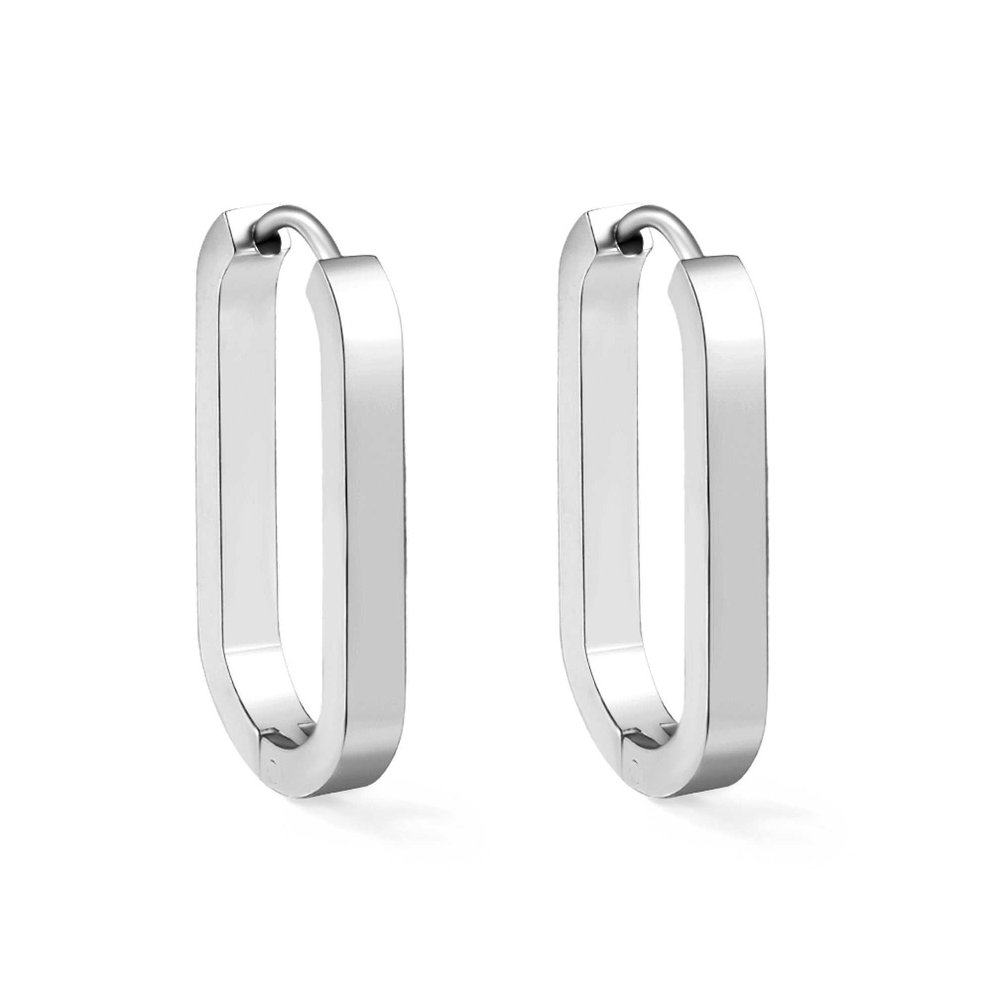 Oval Huggie Hoops — Silver