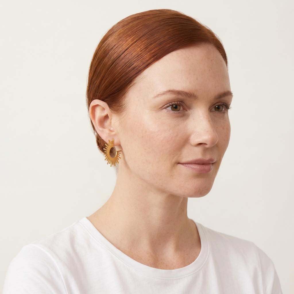 Sunburst Half-Hoop Earrings — Gold