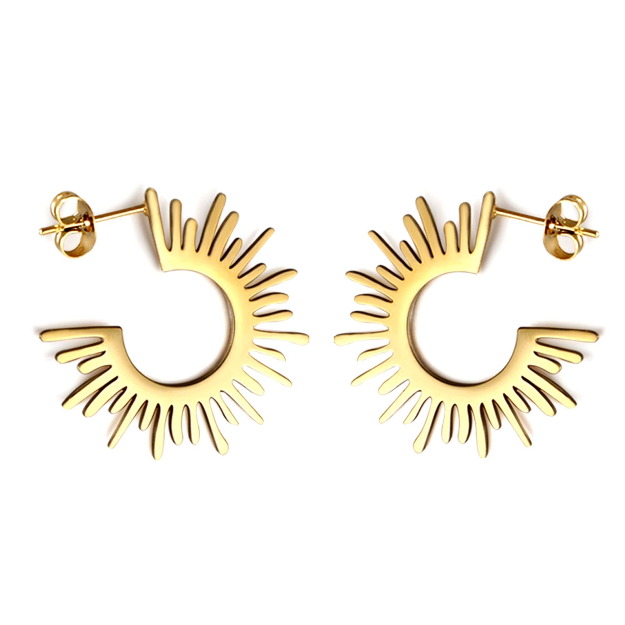Sunburst Half-Hoop Earrings — Gold