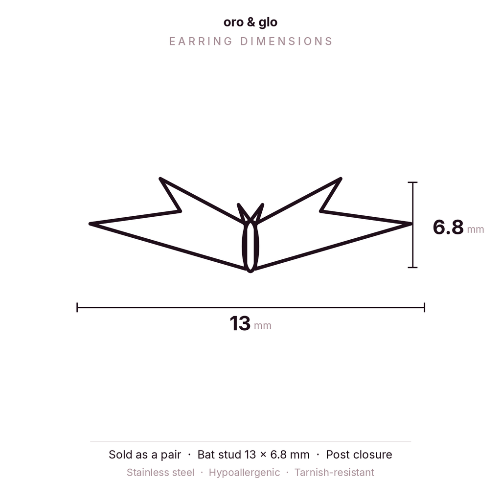 Halloween Bat Stud Earrings — Silver | Waterproof | Oro & Glo