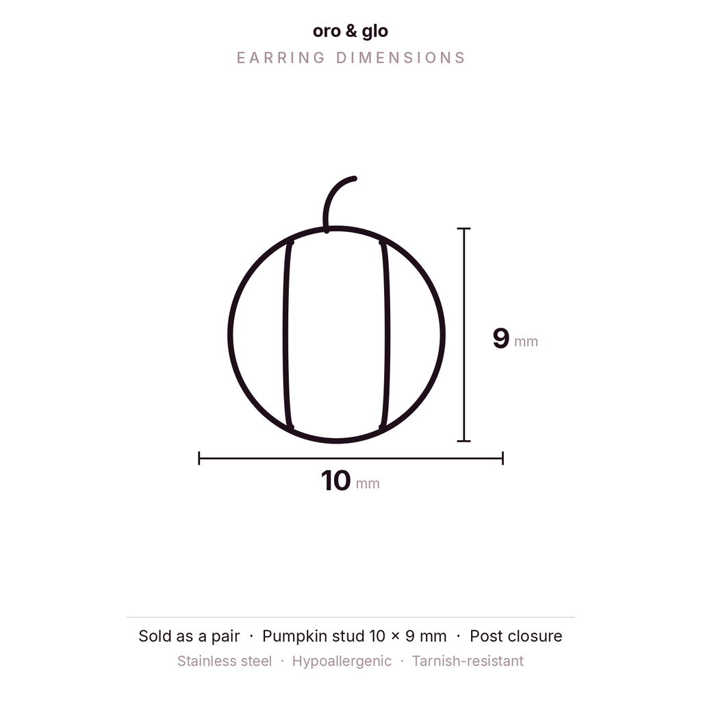 Halloween Pumpkin Stud Earrings — Gold | Waterproof | Oro & Glo