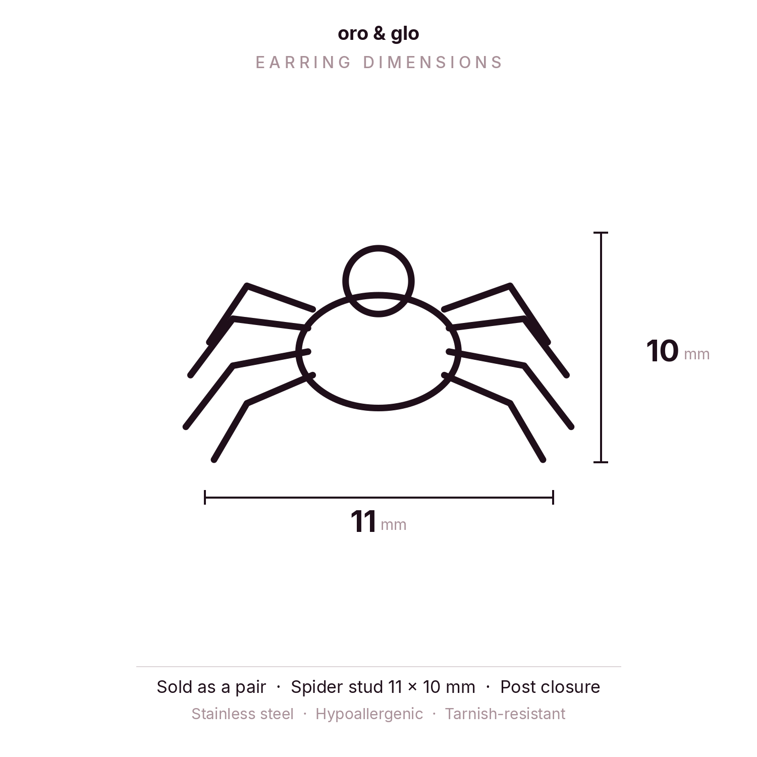 Halloween Spider Stud Earrings — Silver | Waterproof | Oro & Glo