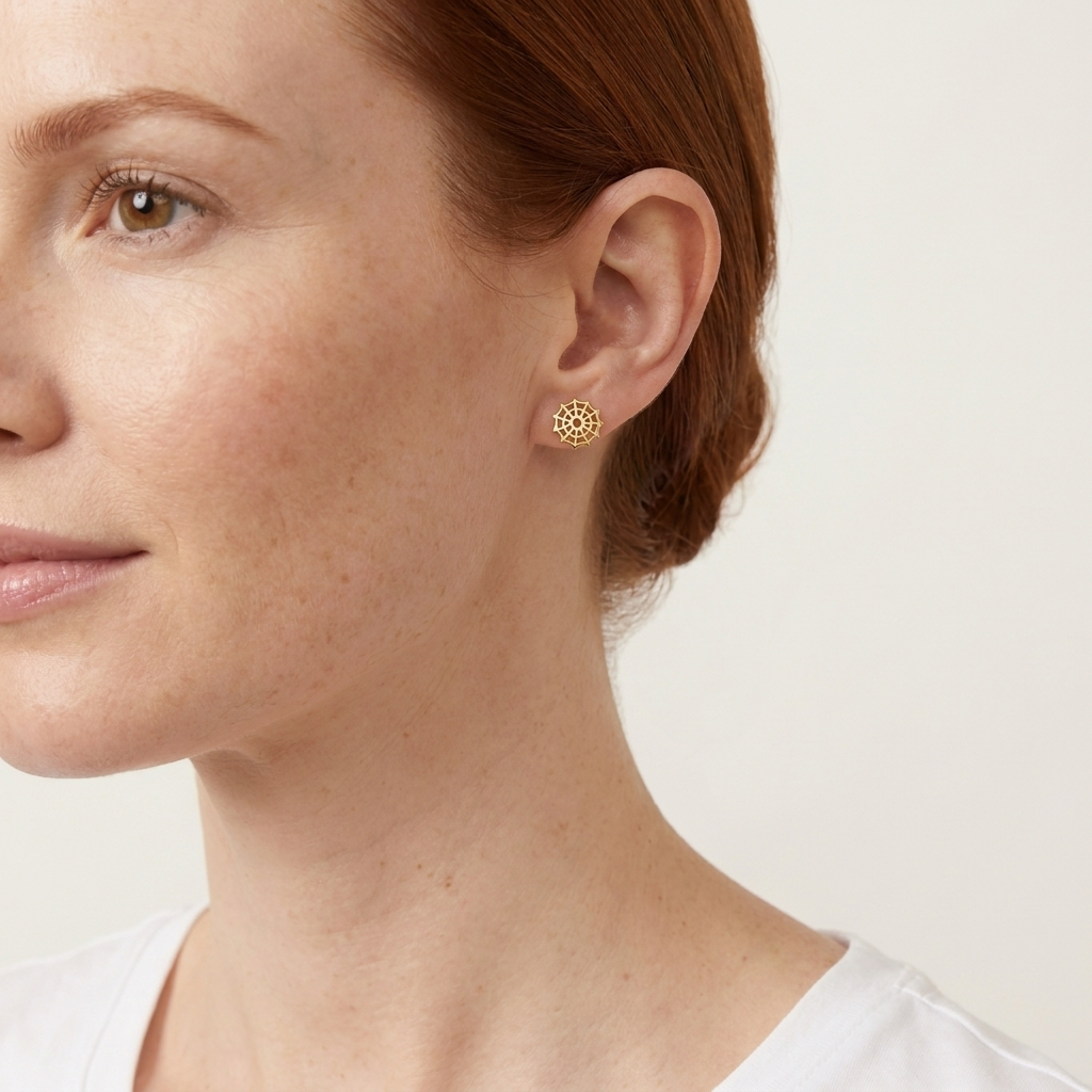 Halloween Web Stud Earrings — Gold | Waterproof | Oro & Glo