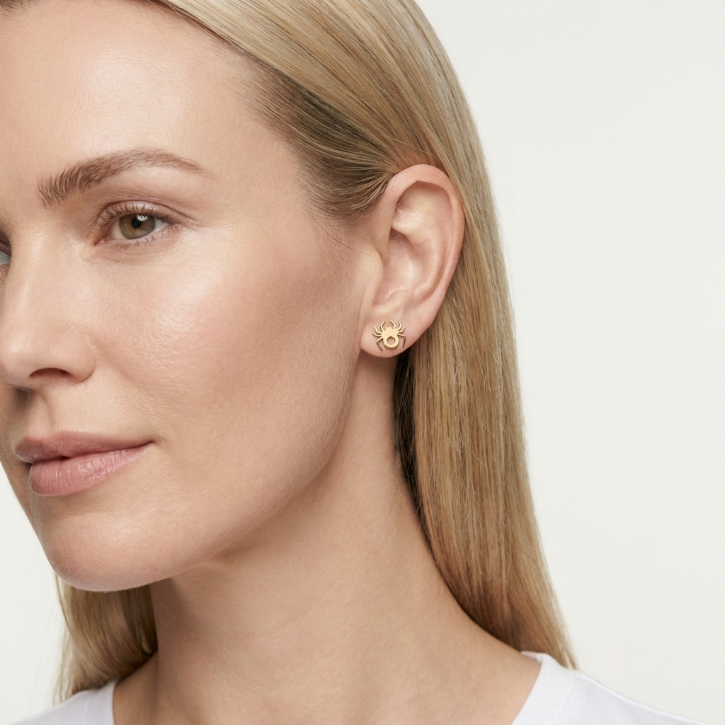 Halloween Spider Stud Earrings — Gold | Waterproof | Oro & Glo