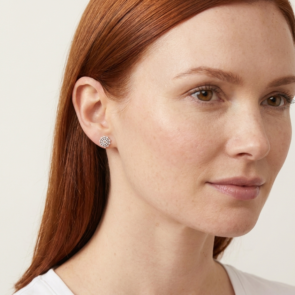 Halloween Web Stud Earrings — Silver | Waterproof | Oro & Glo