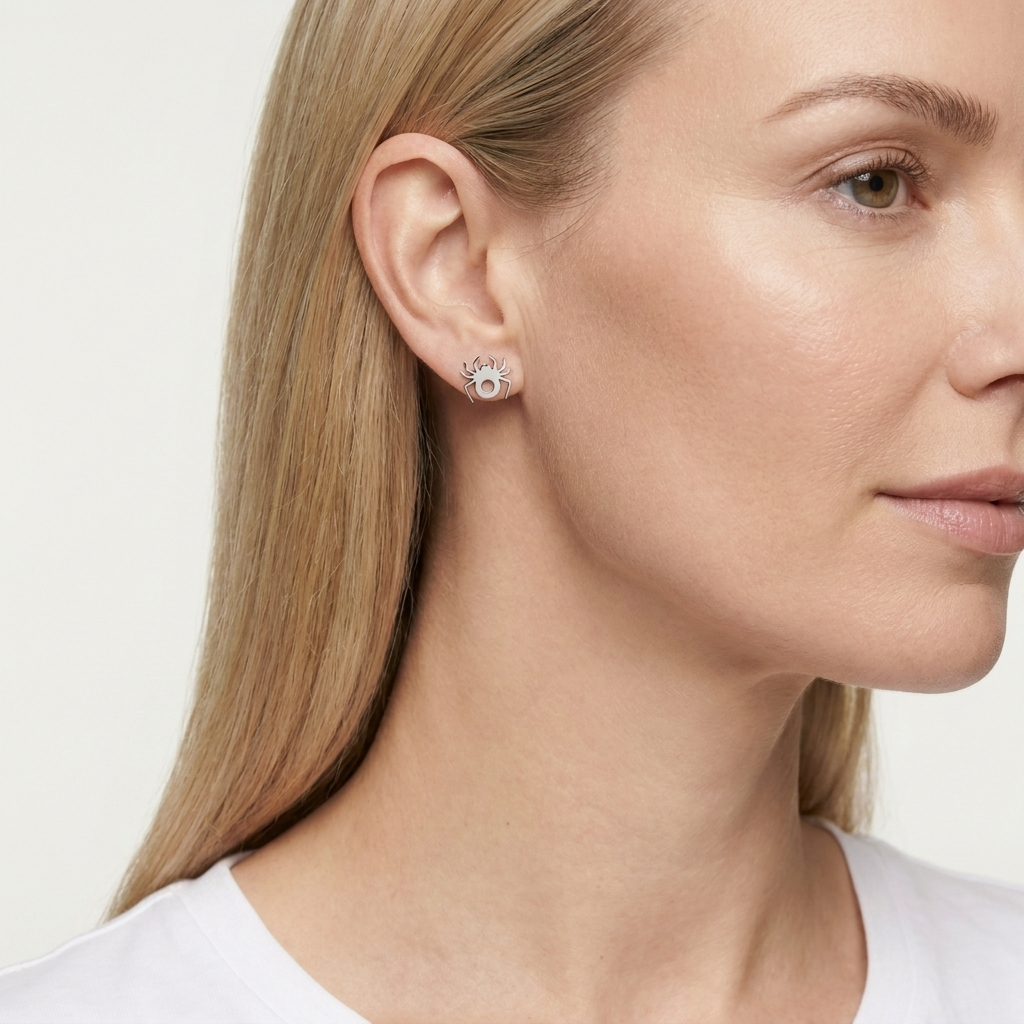 Halloween Spider Stud Earrings — Silver | Waterproof | Oro & Glo