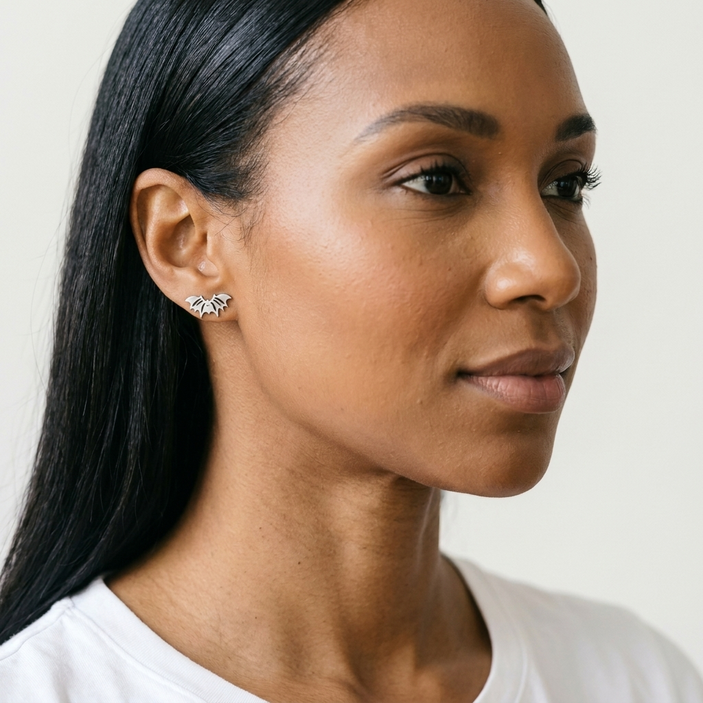 Halloween Bat Stud Earrings — Silver | Waterproof | Oro & Glo