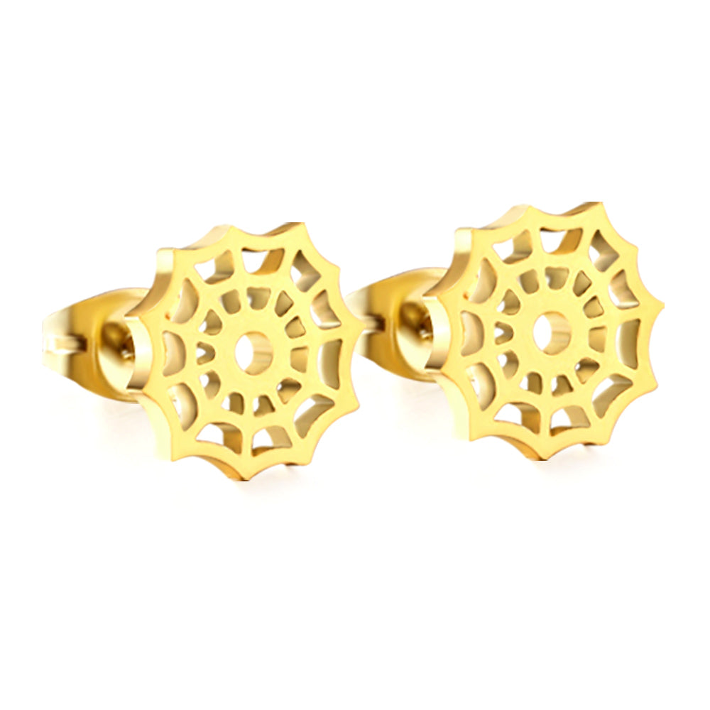 Halloween Web Stud Earrings — Gold | Waterproof | Oro & Glo