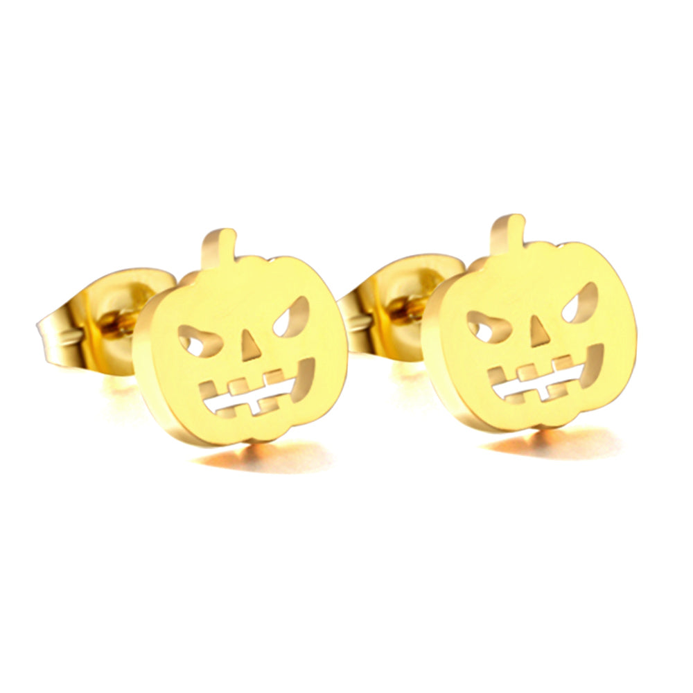 Halloween Pumpkin Stud Earrings — Gold | Waterproof | Oro & Glo