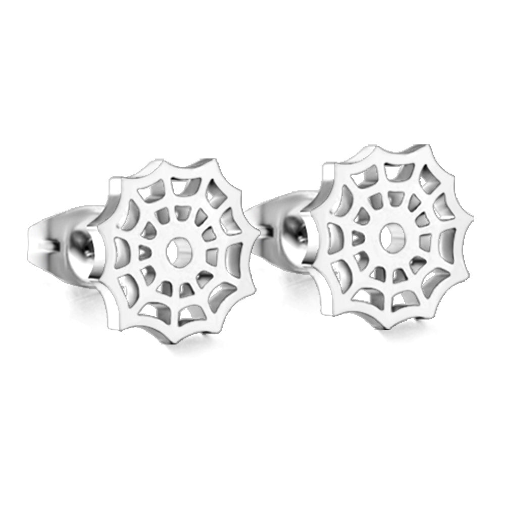 Halloween Web Stud Earrings — Silver | Waterproof | Oro & Glo