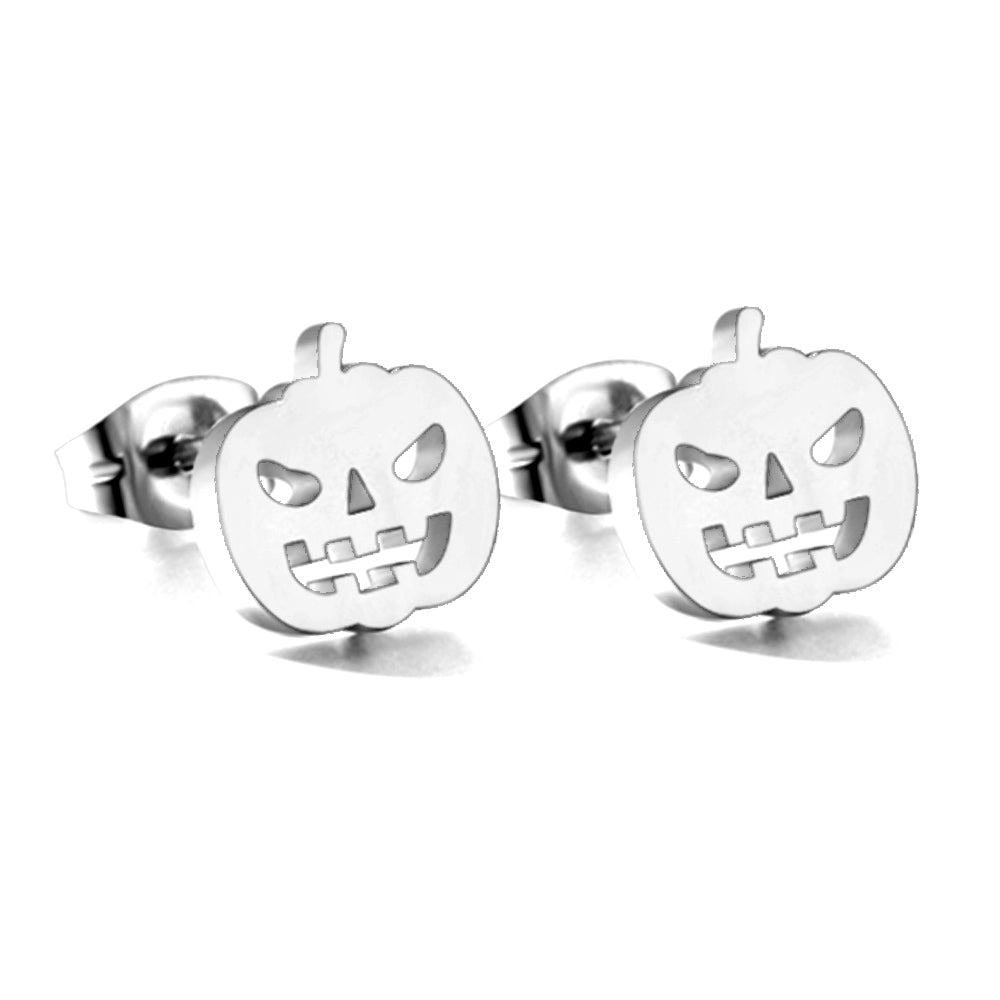 Halloween Pumpkin Stud Earrings — Silver | Waterproof | Oro & Glo