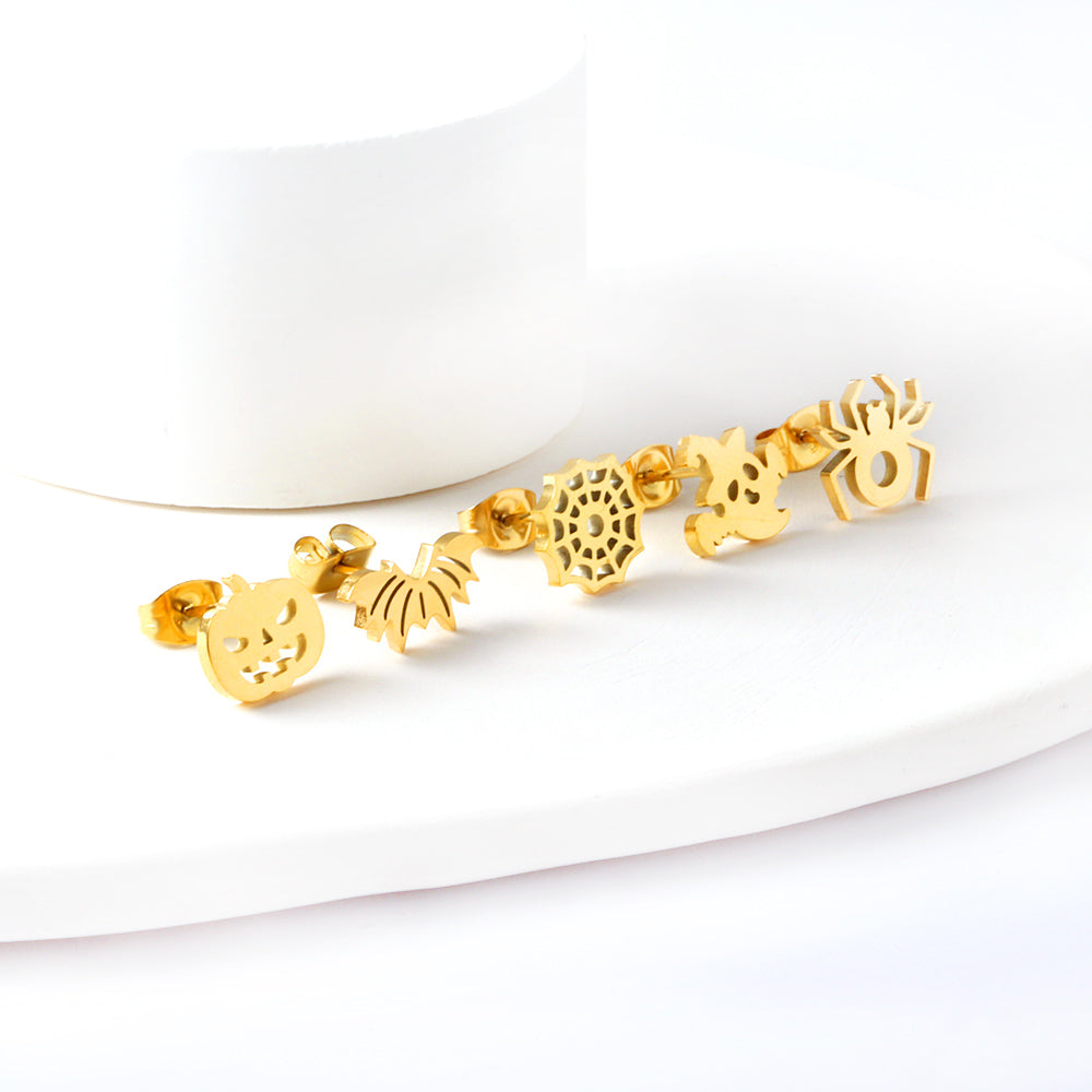 Halloween Spider Stud Earrings — Gold | Waterproof | Oro & Glo