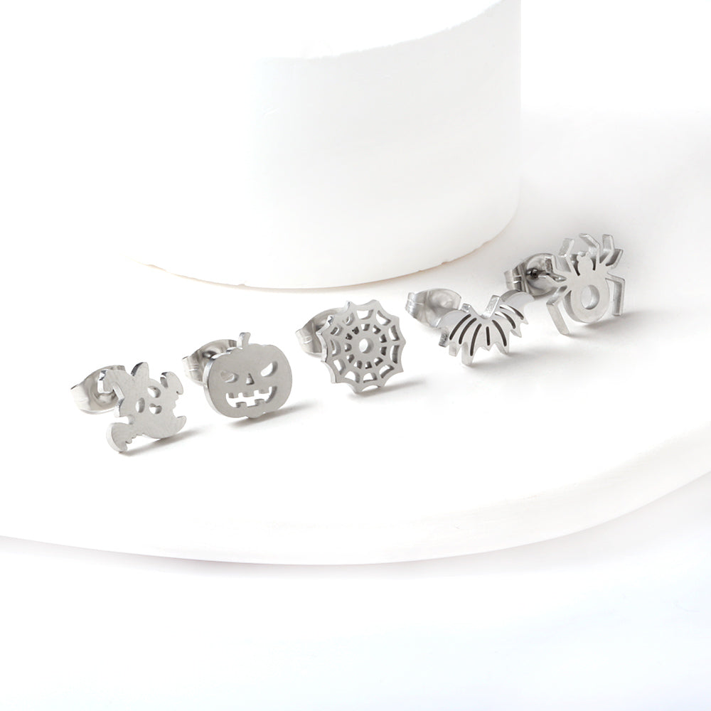 Halloween Spider Stud Earrings — Silver | Waterproof | Oro & Glo