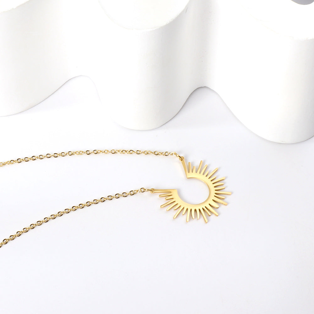 Sunburst Half-Pendant Necklace — Gold