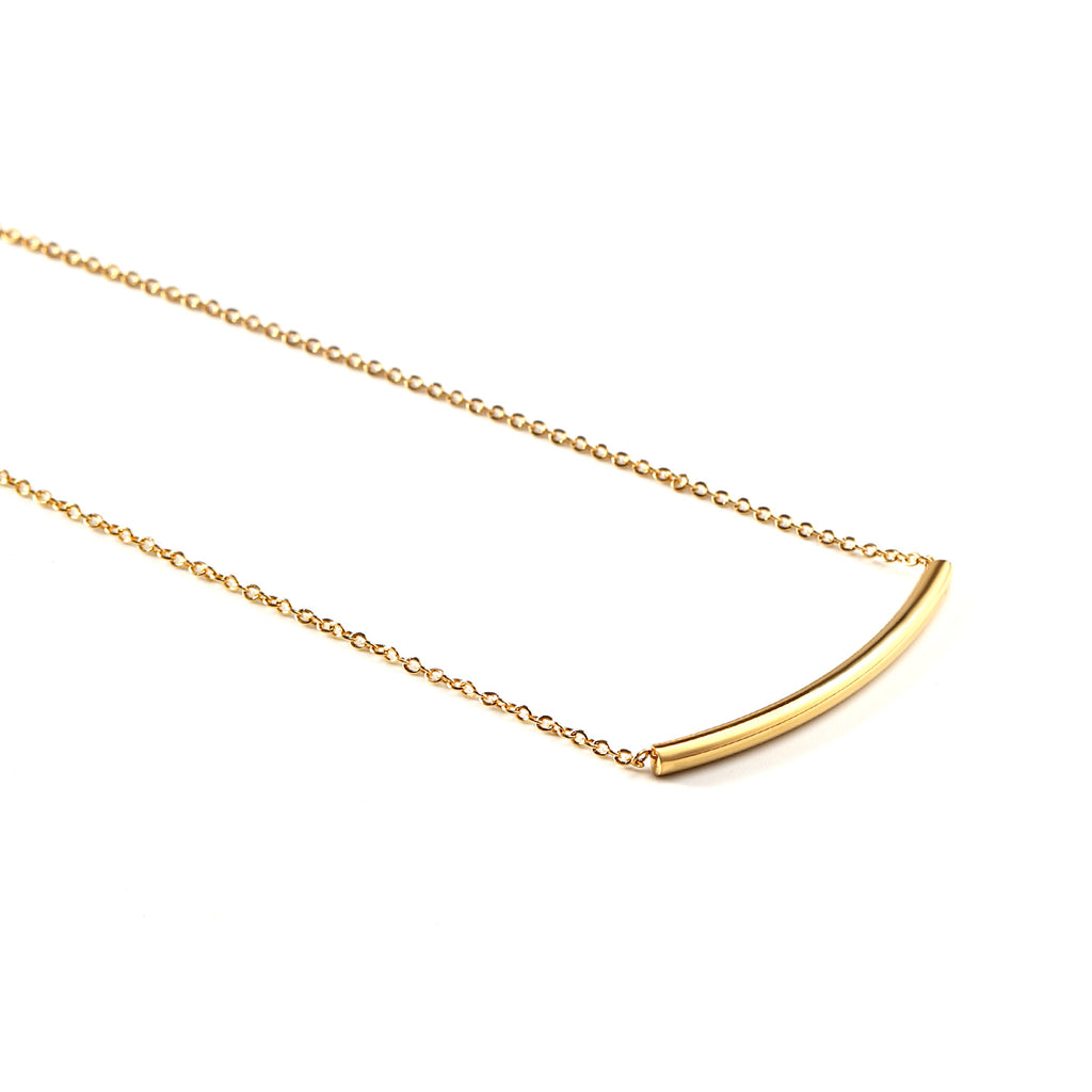 Curved Bar Necklace — Gold