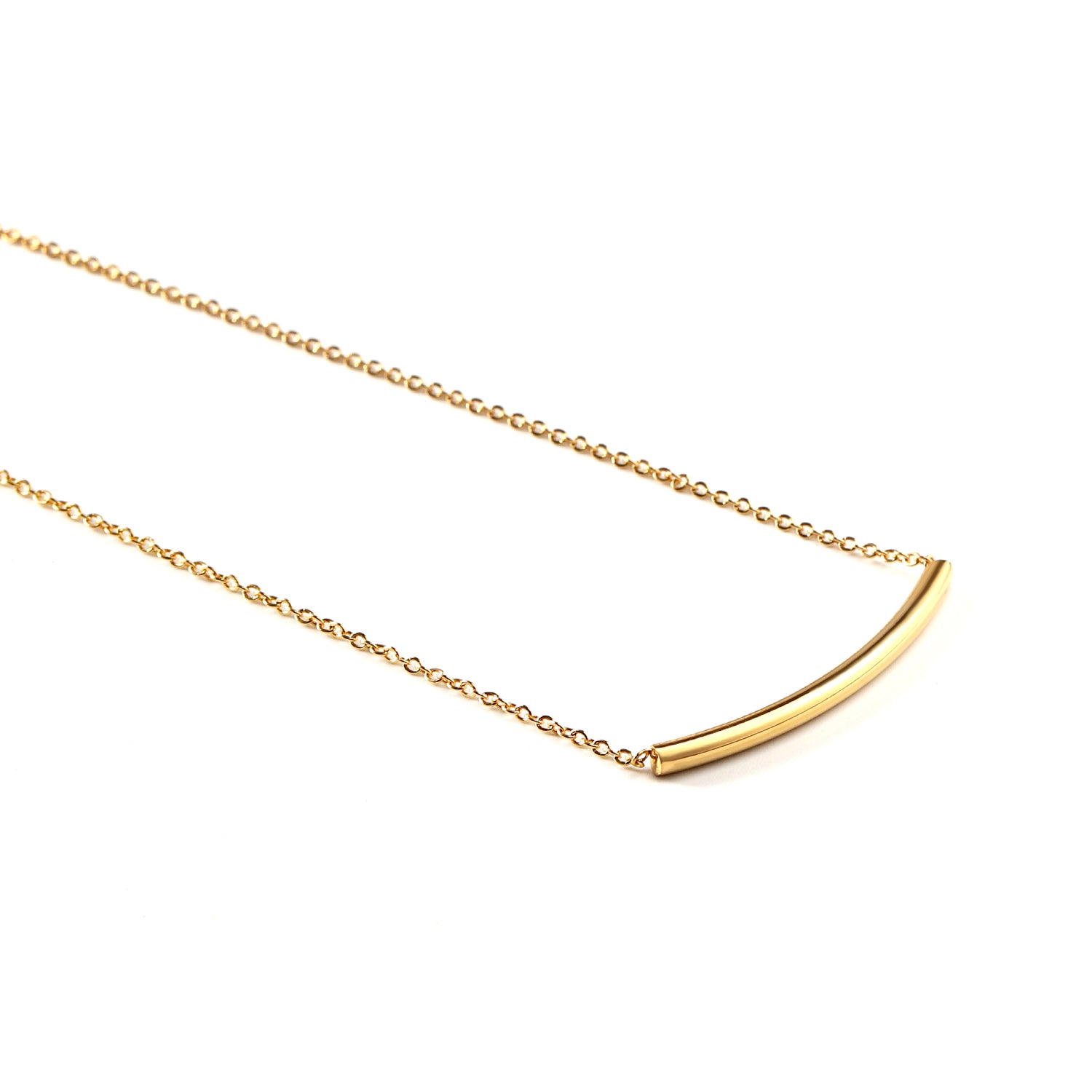 Curved Bar Necklace — Gold