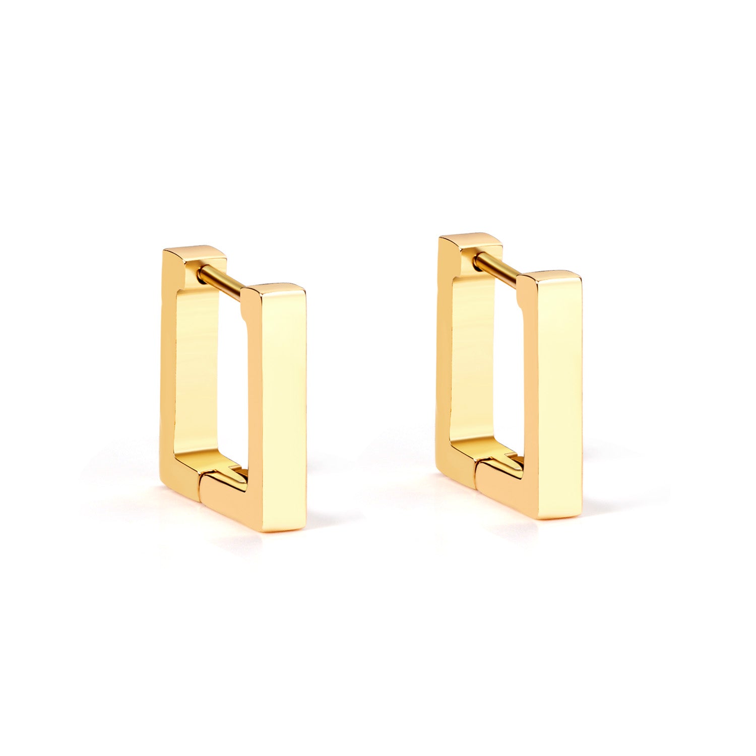 Square Huggie Hoops — Gold