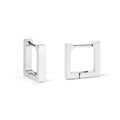Square Huggie Hoops — Silver