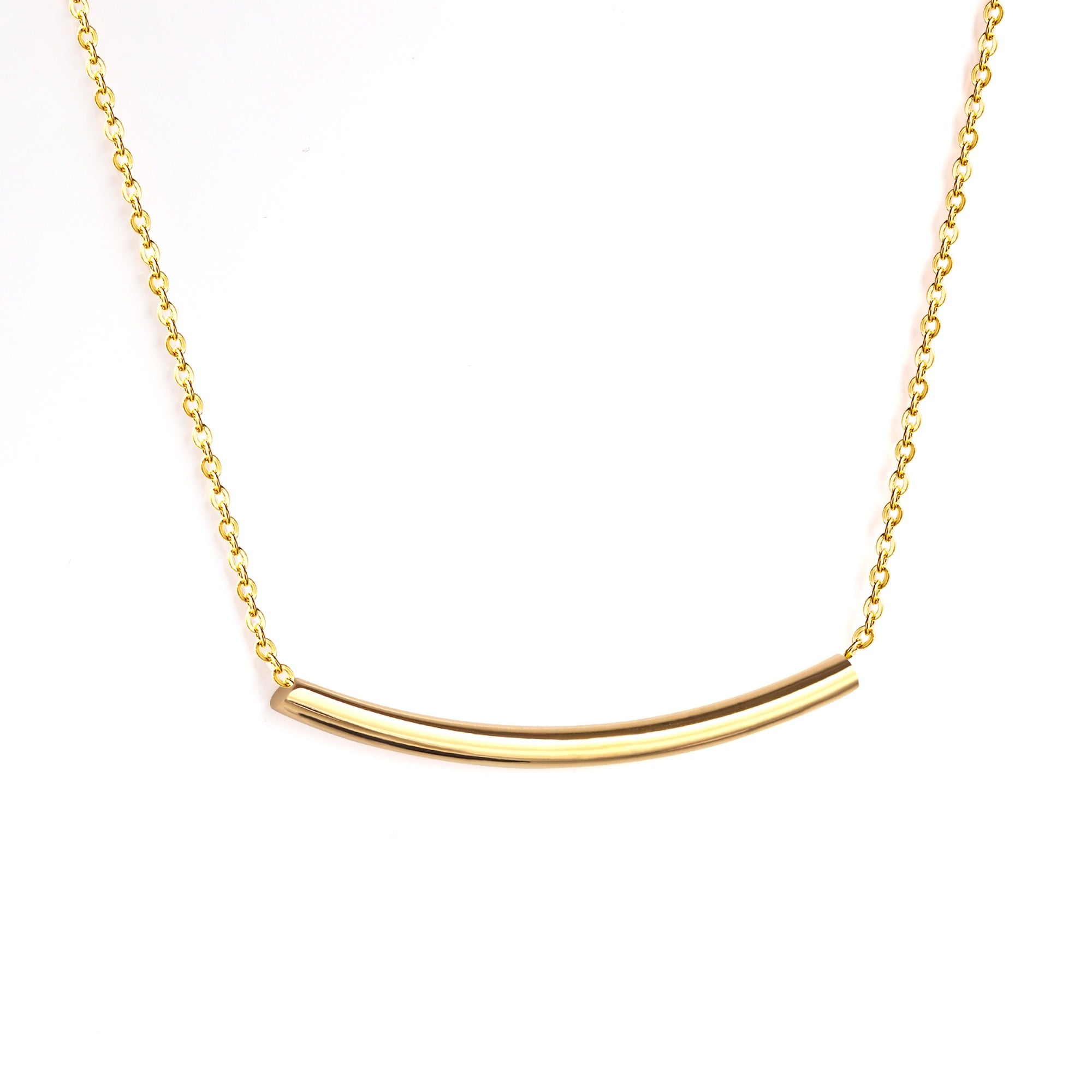 Curved Bar Necklace — Gold