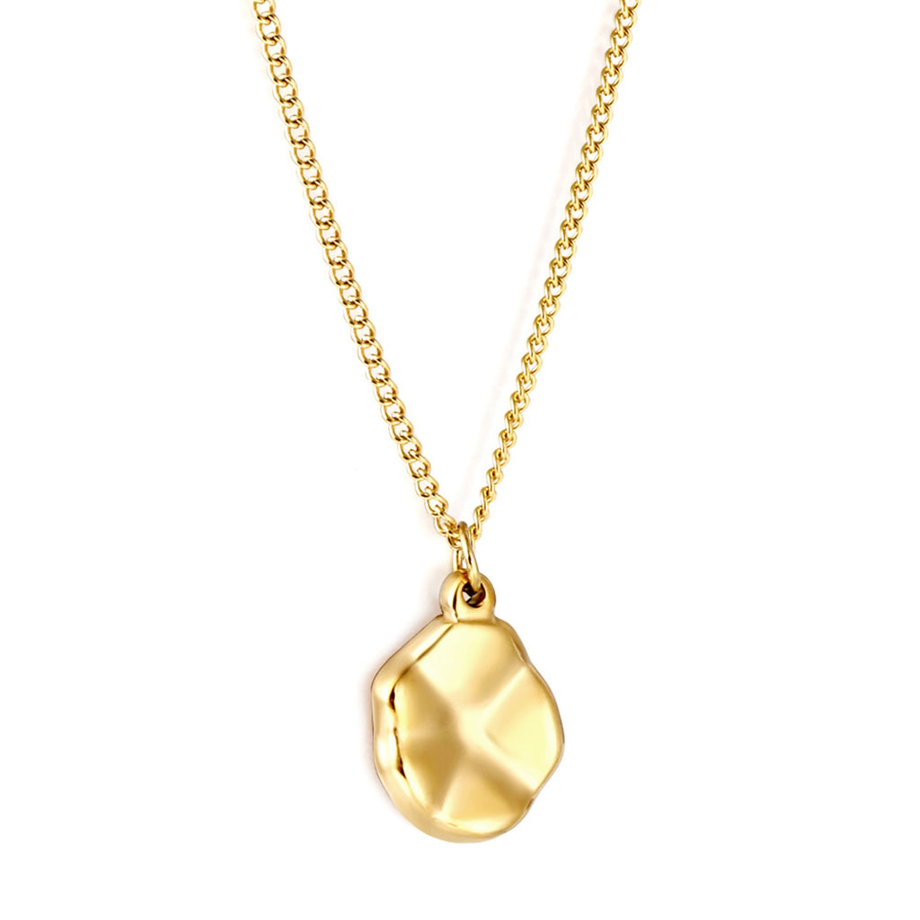 Hammered Coin Pendant Necklace — Gold