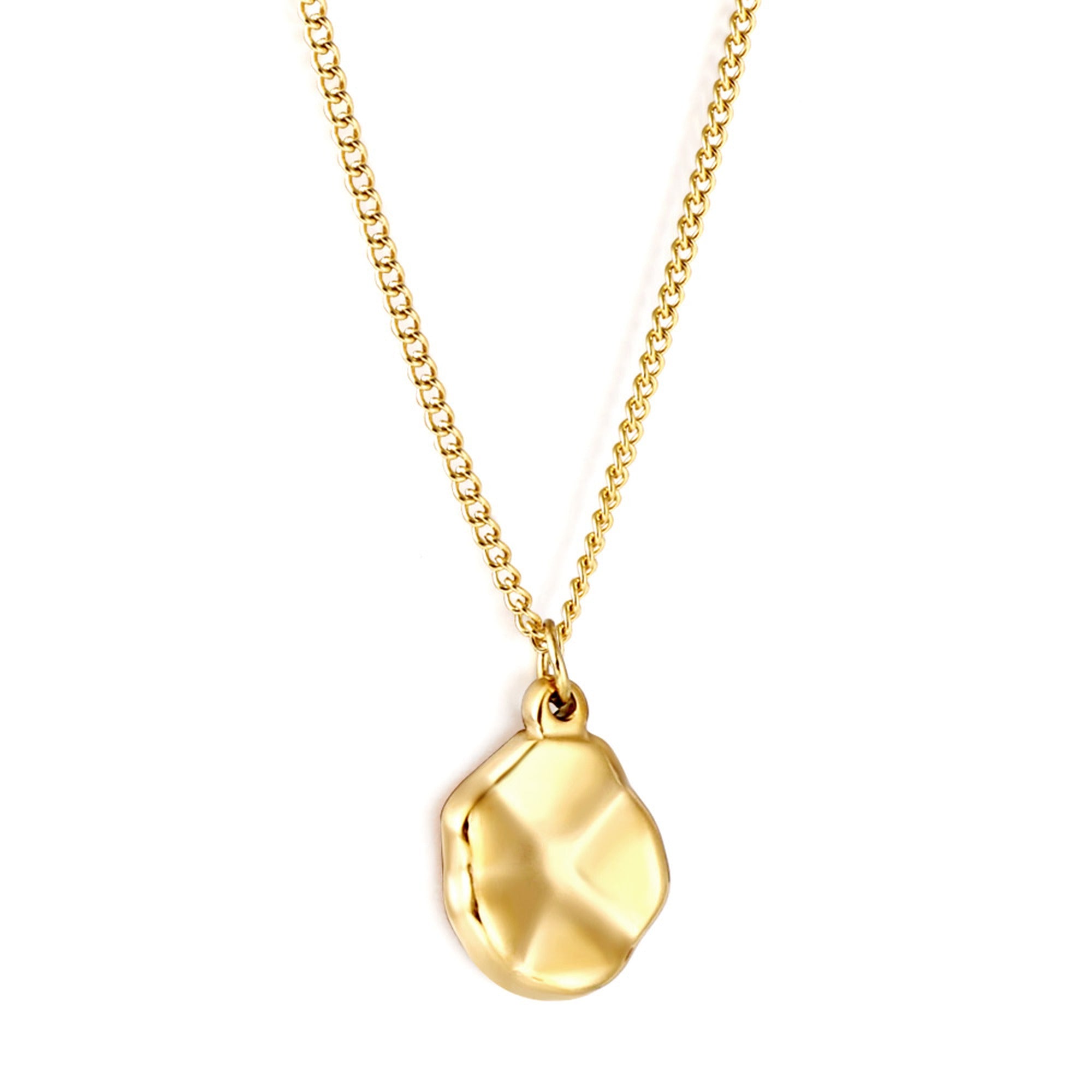 Hammered Coin Pendant Necklace — Gold