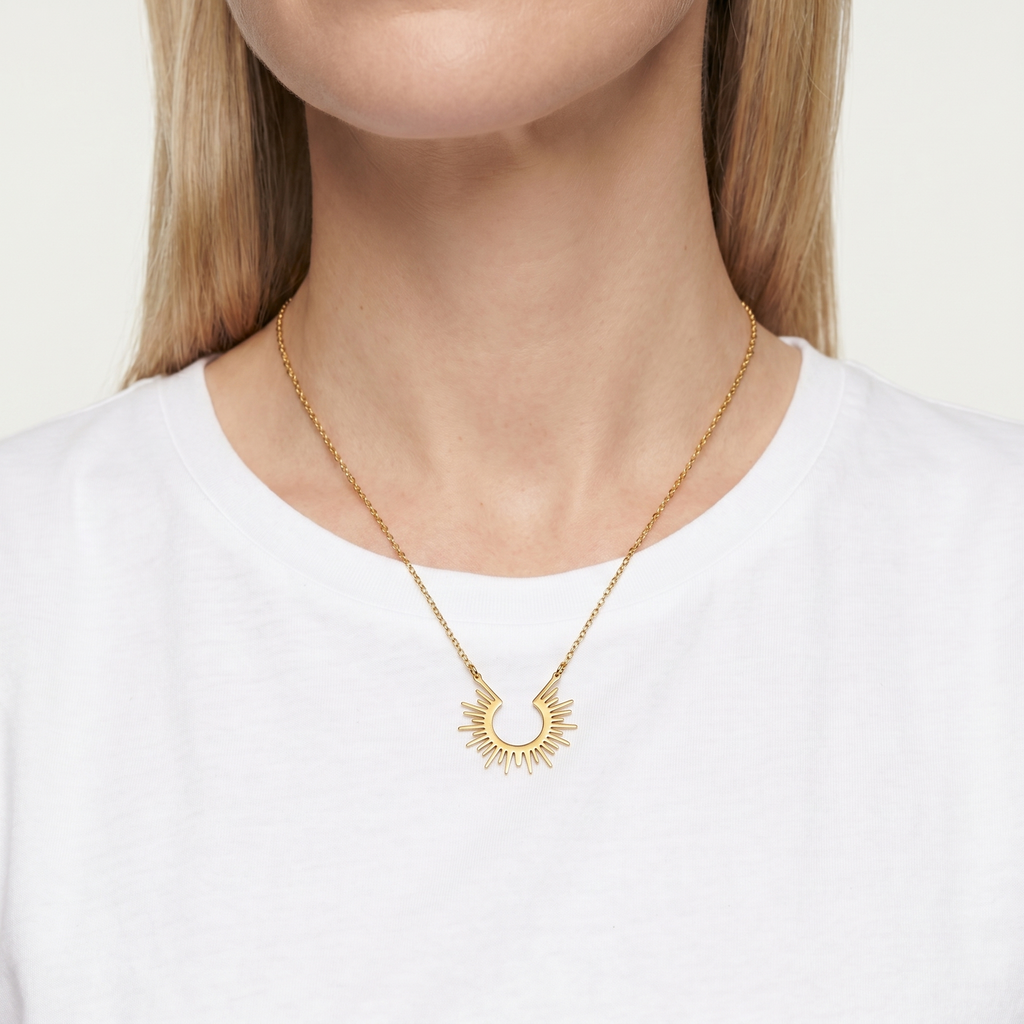 Sunburst Half-Pendant Necklace — Gold