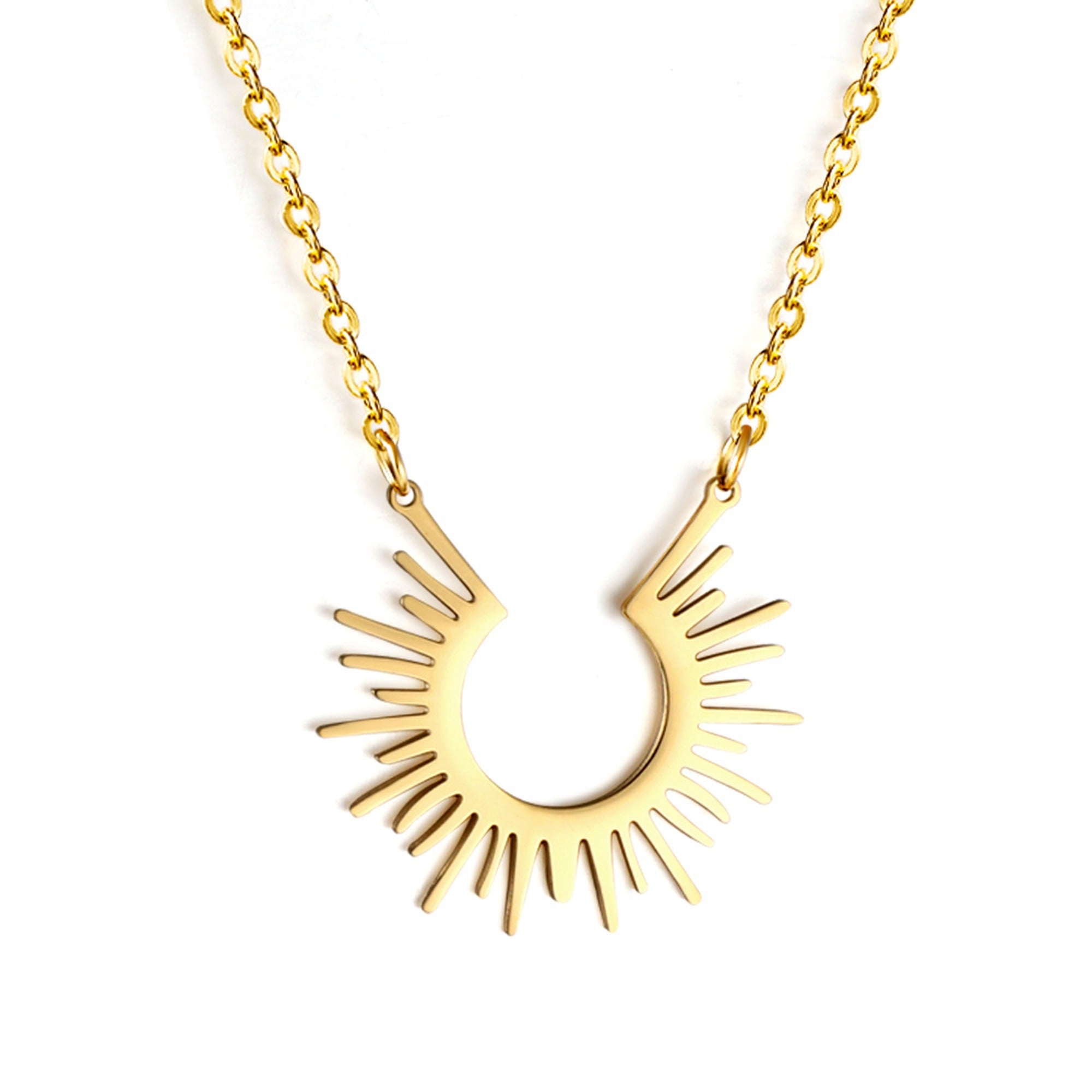Sunburst Half-Pendant Necklace — Gold