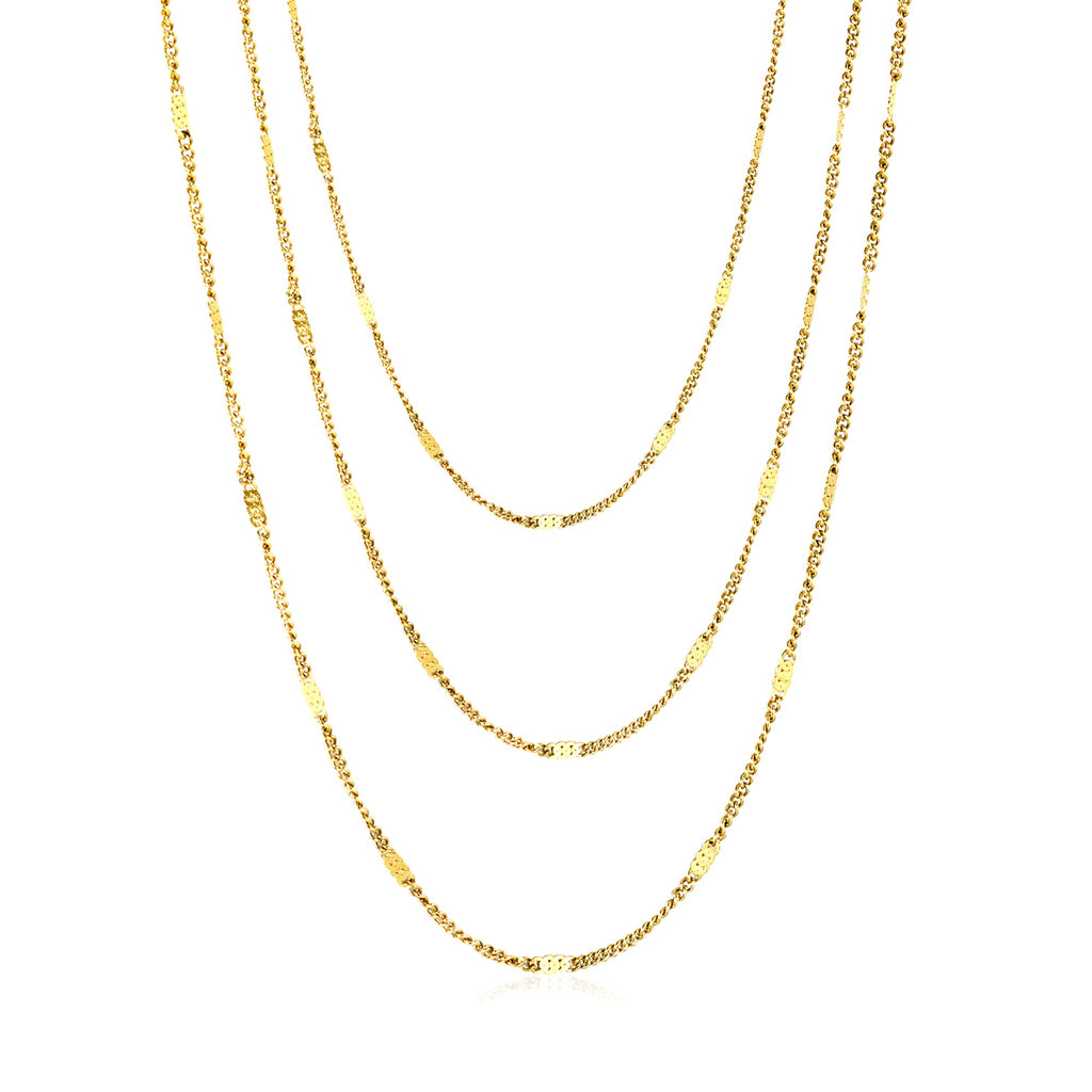 Triple-Layer Mirror Chain Necklace — Gold