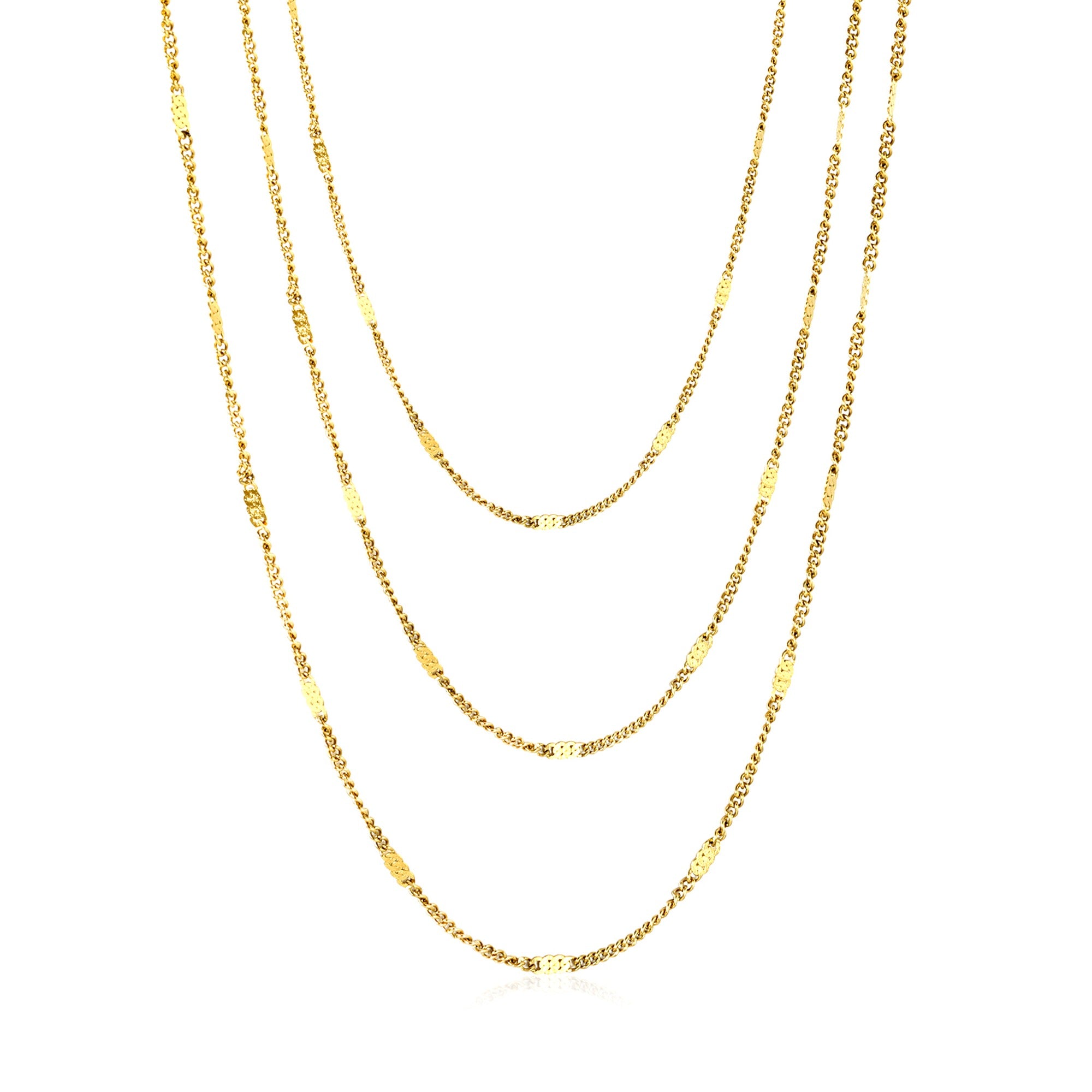 Triple-Layer Mirror Chain Necklace — Gold
