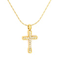 Bezel Cross Pendant Necklace — Gold