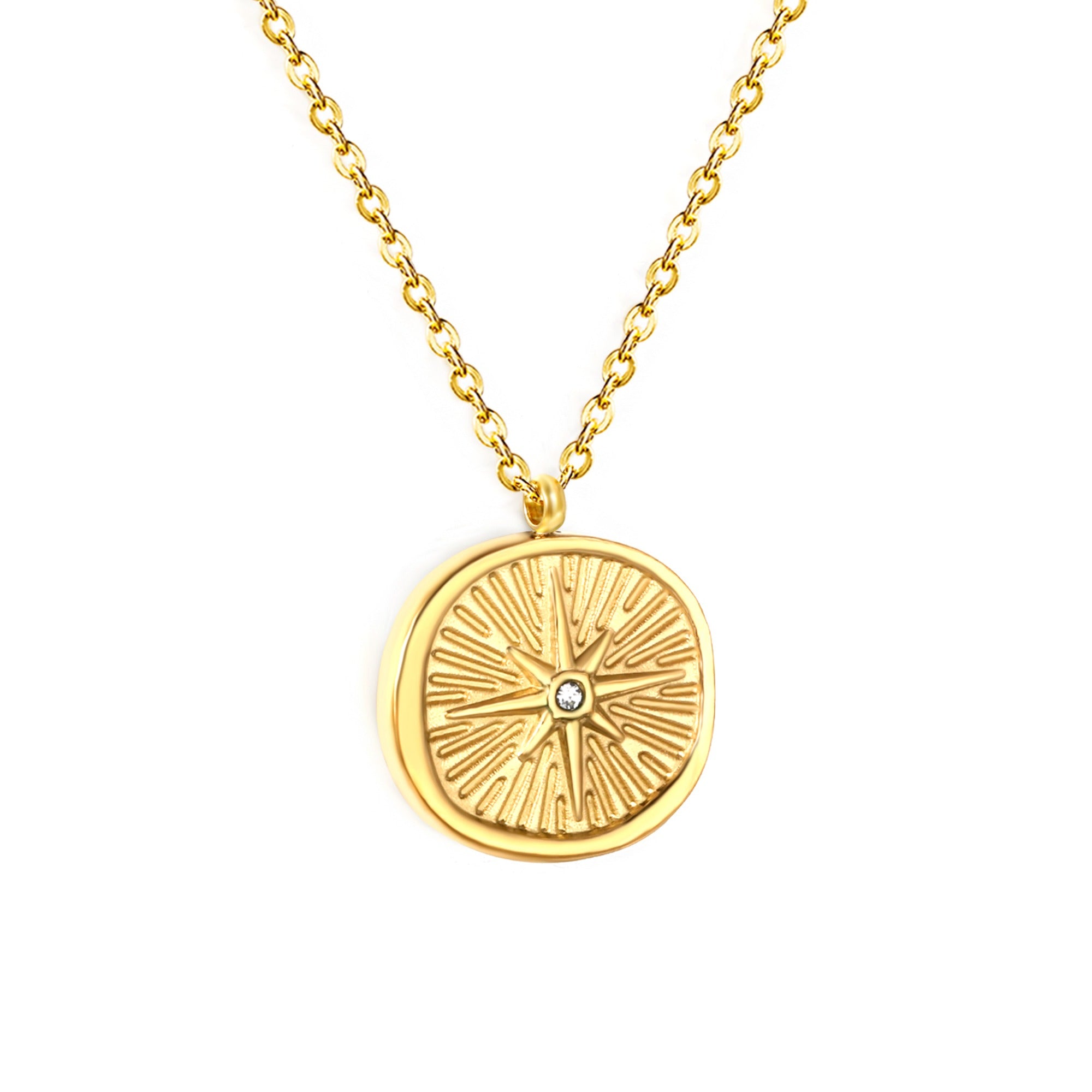 North Star Coin Pendant Necklace — Gold