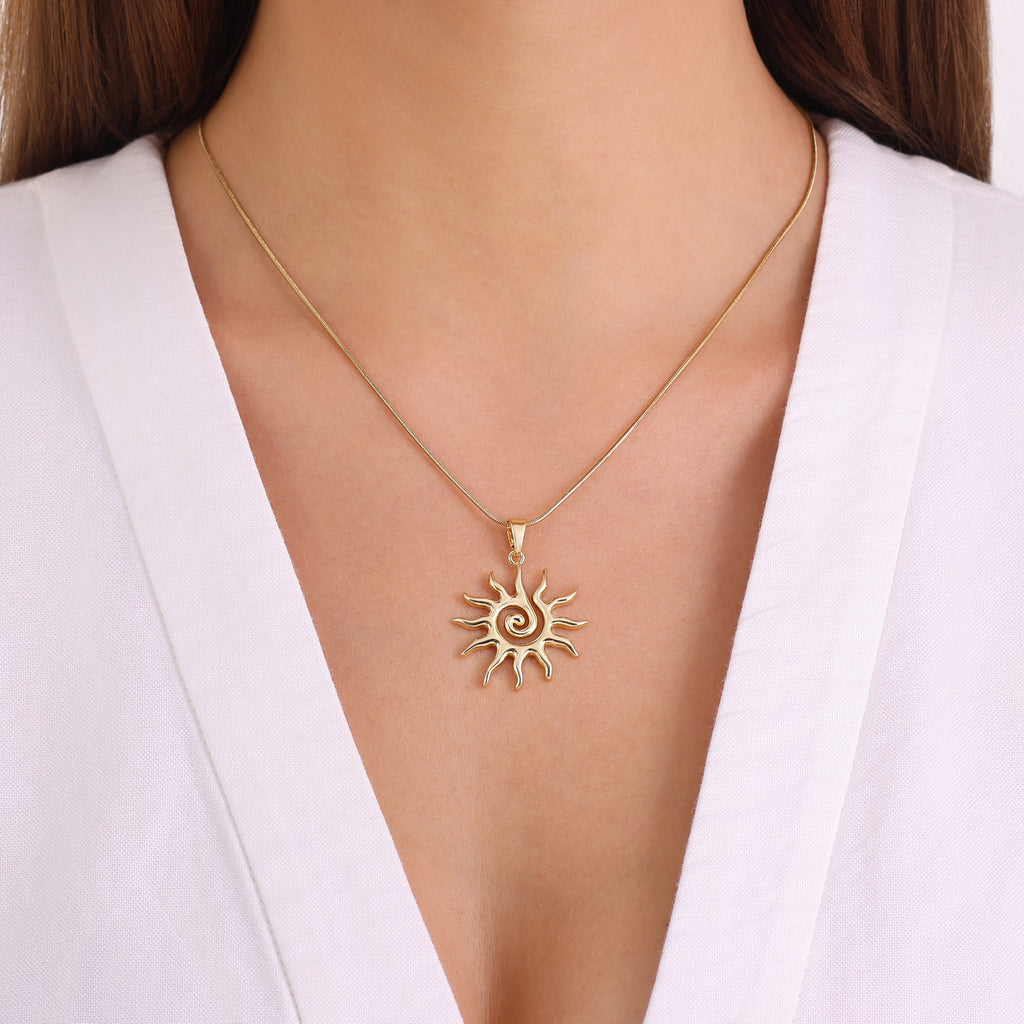 Spiral Sun Pendant Necklace