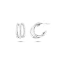 Three-Row Split Hoof Silver Earrings