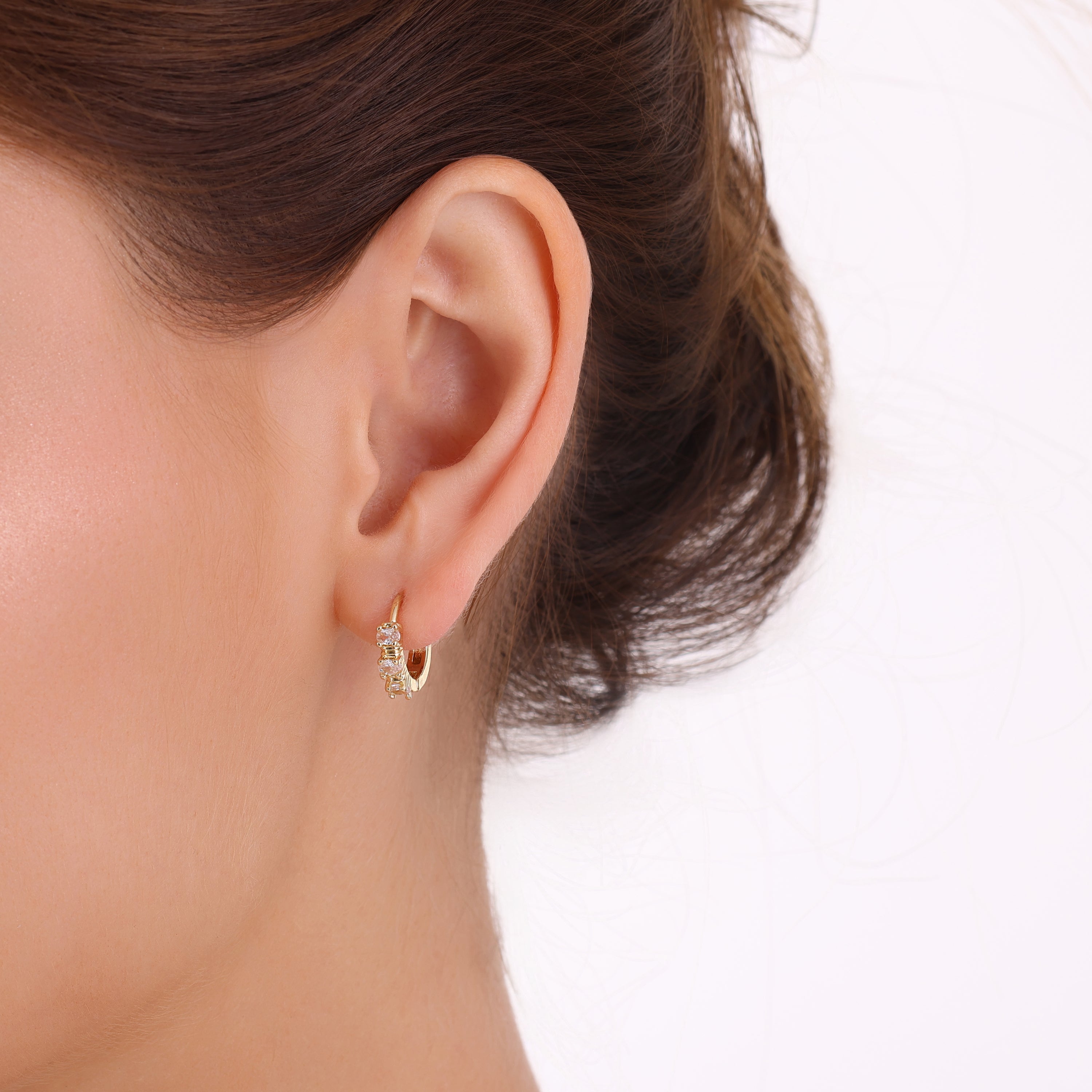 Three Piece Set Gold Earrings
