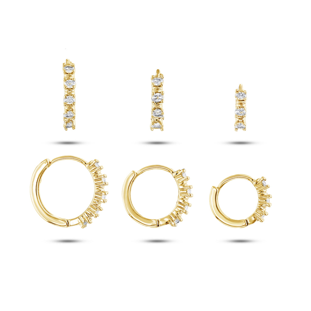 Three Piece Set Gold Earrings