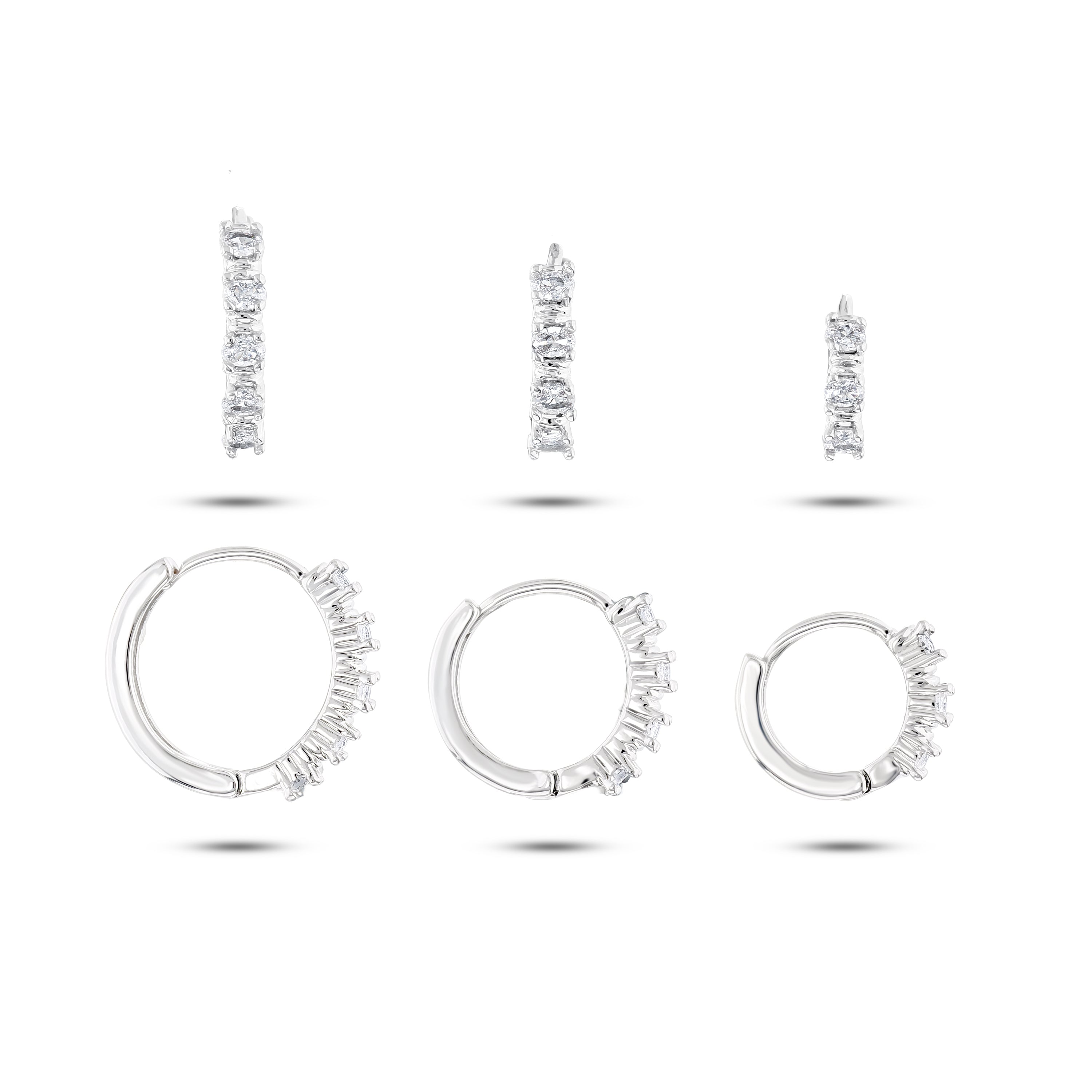 Three Piece Set Silver Earrings