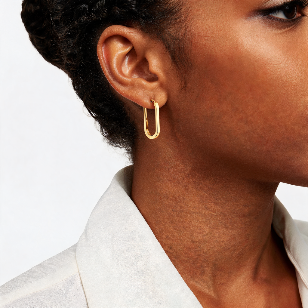 Oval Huggie Hoops — Gold